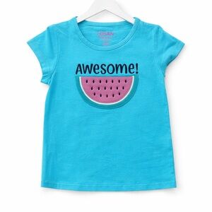 Turquoise Kids Tee with Watermelon Graphic